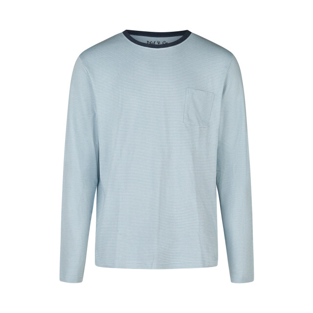Phil & Co Heren pyjama set interlock lichtblauw gestreept/donkerblauw PH-6131-02 large