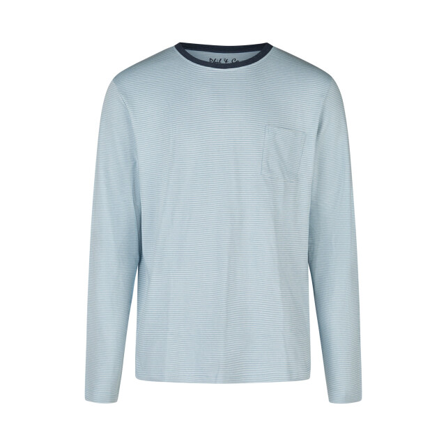 Phil & Co Heren pyjama set interlock lichtblauw gestreept/donkerblauw PH-6131-02 large