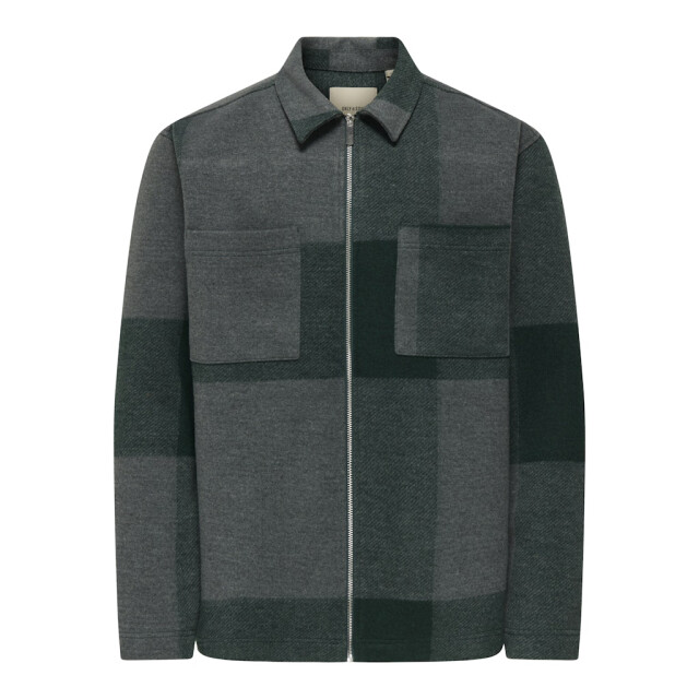Only & Sons Onswake checked zip overshirt dessin 5309.29.0021 large