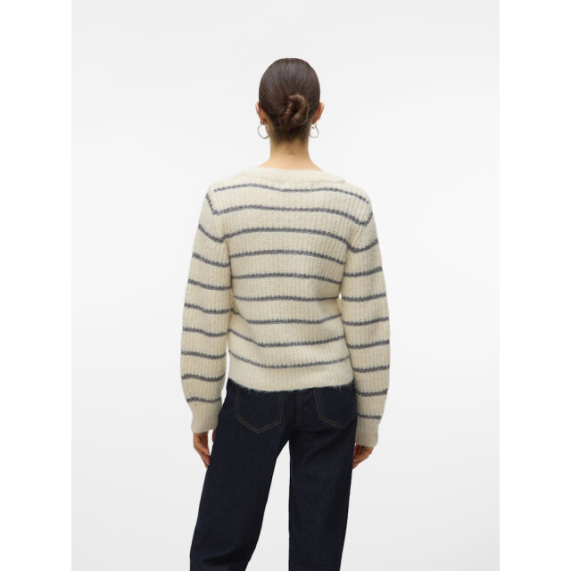 Vero Moda Vmawesome shine ls v-nck stripe pull boo ecru dessin 4219.08.0078 large