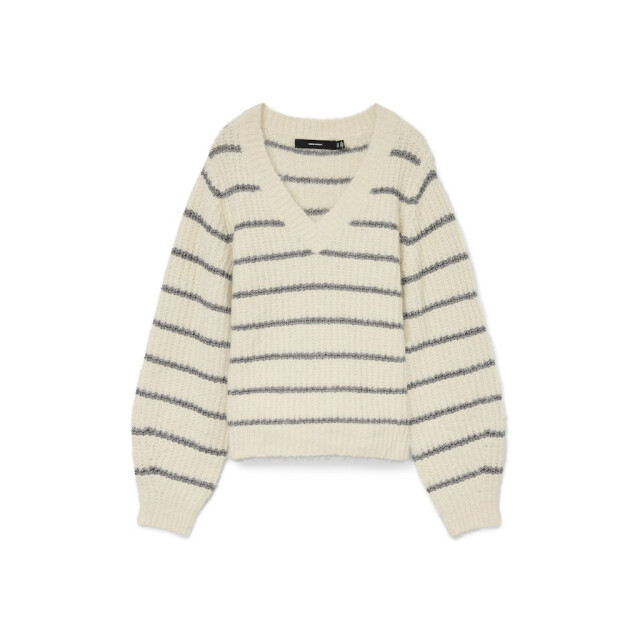 Vero Moda Vmawesome shine ls v-nck stripe pull boo ecru dessin 4219.08.0078 large