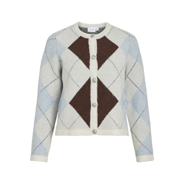 Vila Vikayla o-neck ls check knit cardibfs beige 4249.05.0040 large