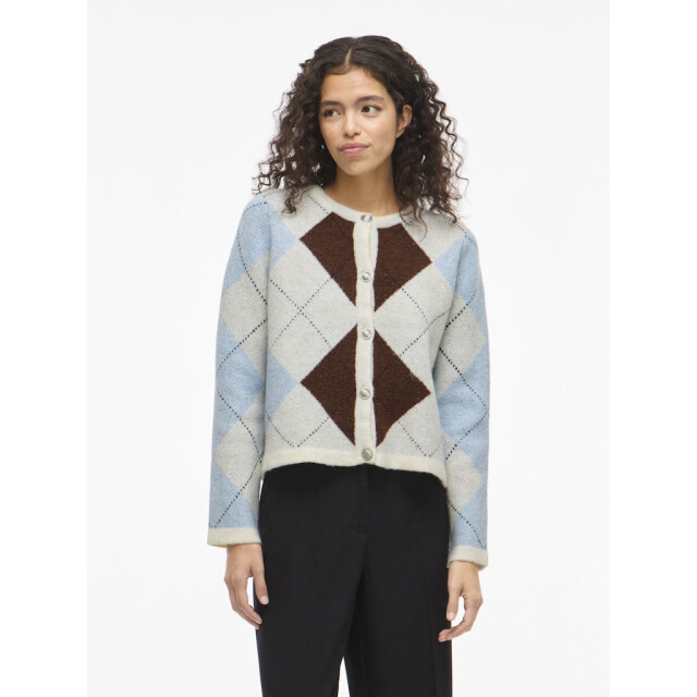 Vila Vikayla o-neck ls check knit cardibfs beige 4249.05.0040 large