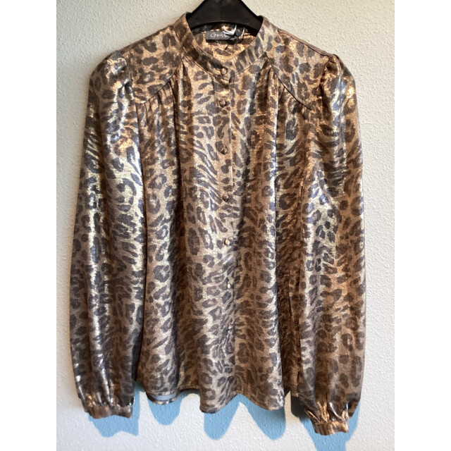 Geisha Blouse velvet look leopard goudkleurig 4309.96.0003 large