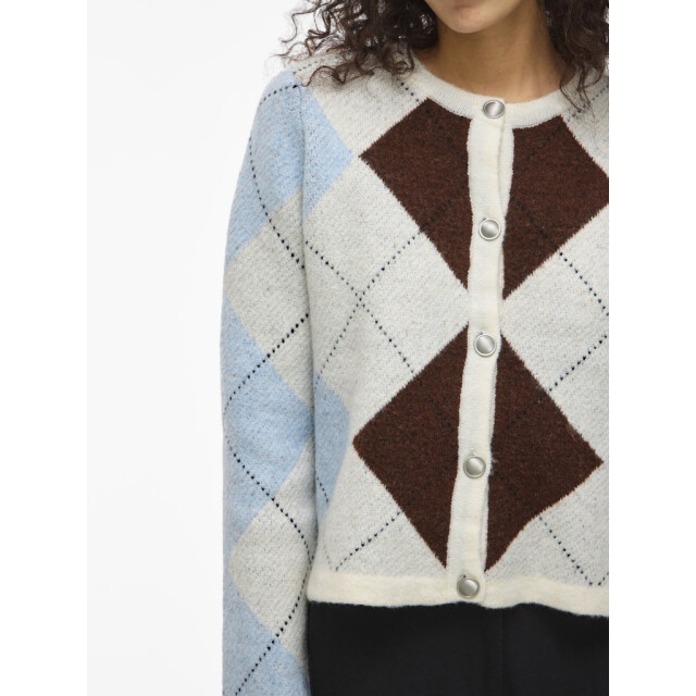 Vila Vikayla o-neck ls check knit cardibfs beige 4249.05.0040 large
