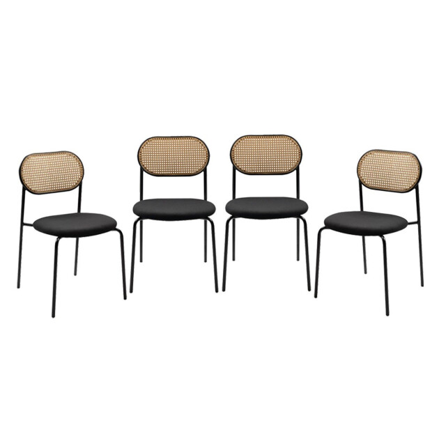 CaliCosy Set van 4 stoelen van gevlochten rotan met metalen frame, 47 cm mozart 3198258 large