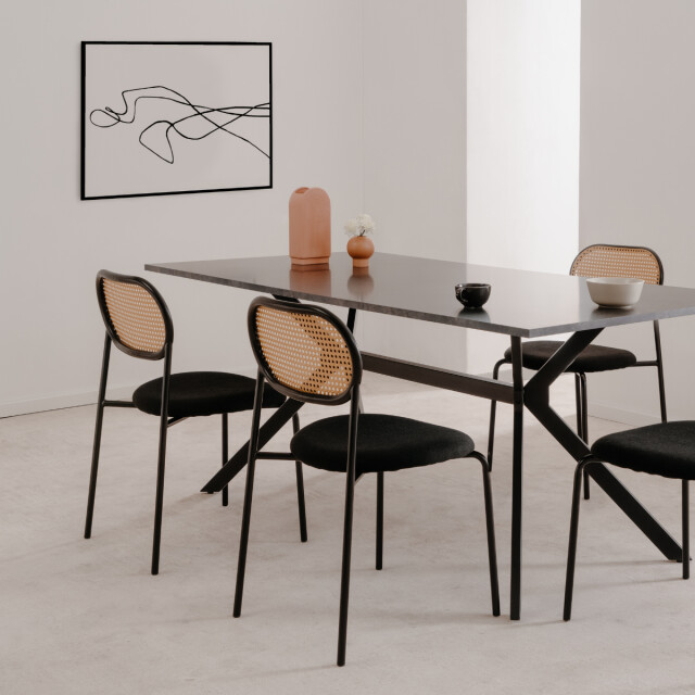 CaliCosy Set van 4 stoelen van gevlochten rotan met metalen frame, 47 cm mozart 3198258 large