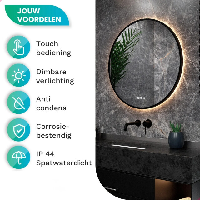 Mirlux Badkamerspiegel 120cm zwart frame 3274076 large