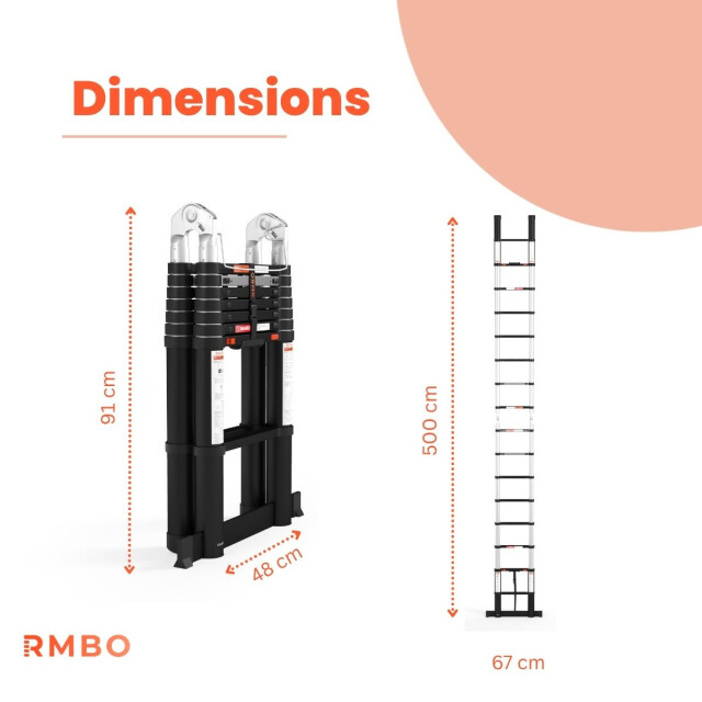 RMBO ® telescopische vouwladder 500 cm 3188055 large