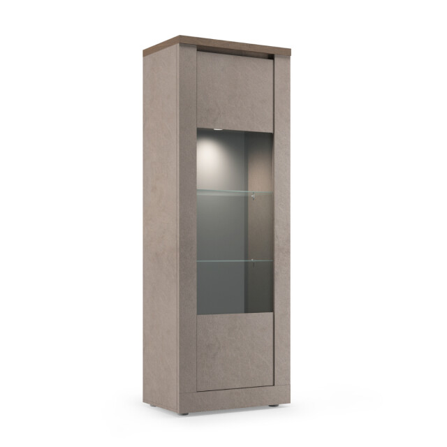 CaliCosy Vitrinekast met 1 deur, 2 glazen planken, 2 houten planken met brons- en 3322765 large