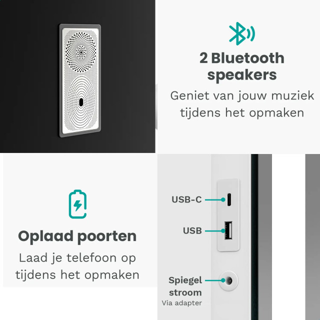 Mirlux Hollywood spiegel bluetooth speakers 80x60cm wit 3201055 large