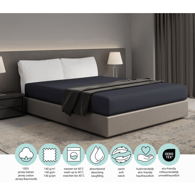 DoubleDry Jersey stretch hoeslaken 100% katoen eenpersoons 90x200 cm 25cm 3331794 large
