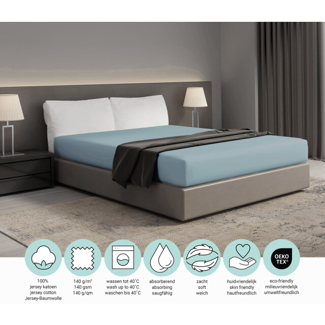 DoubleDry Jersey stretch hoeslaken 100% katoen tweepersoons 180x200 cm - 3331802 large