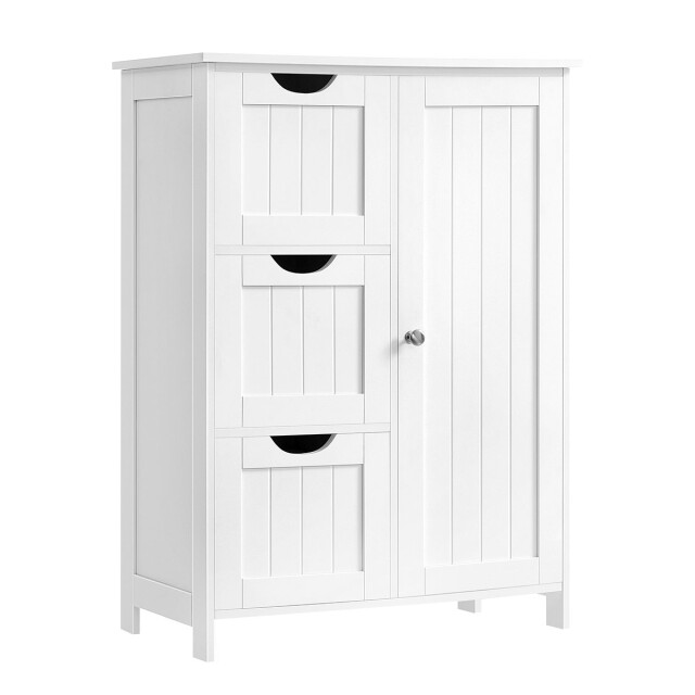 CaliCosy Petit meuble de rangement 1 porte et 3 tiroirs blanc l60 cm 3332691 large