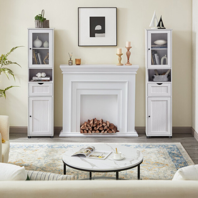 CaliCosy Petite colonne de rangement 2 portes, 1 tiroir et 1 niche h165 cm 3332692 large