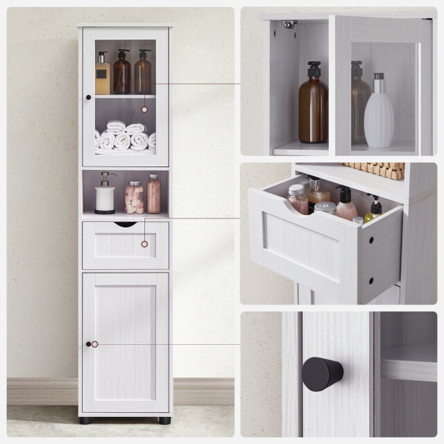 CaliCosy Petite colonne de rangement 2 portes, 1 tiroir et 1 niche h165 cm 3332692 large
