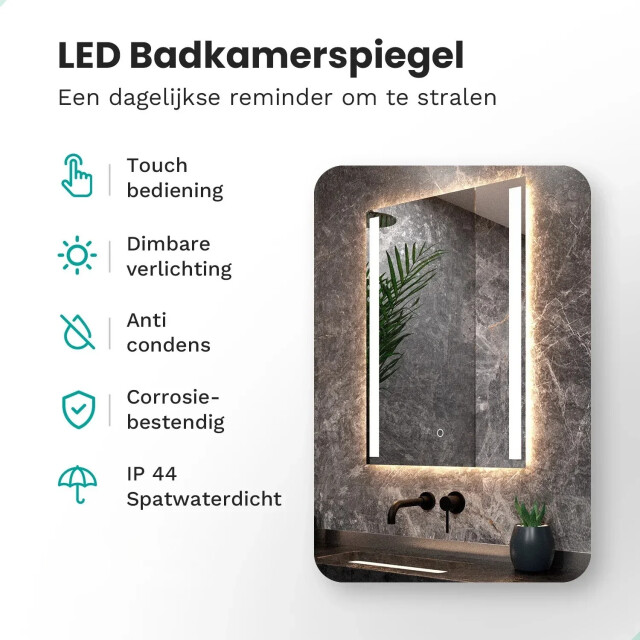 Mirlux Badkamerspiegel 90x65cm rechthoekig frameloos 3083769 large