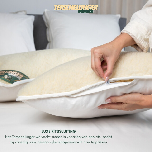 Terschellinger Wolweelde Terschellinger wollen vacht hoofdkussen iws gecertificeerd zuiver wolbolletjes 3059739 large
