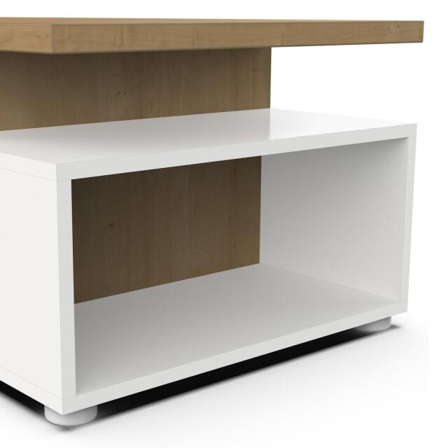 CaliCosy Table basse 3 niches décor chêne et blanc mat l91,8 cm access 3332687 large