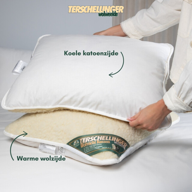 Terschellinger Wolweelde Terschellinger wollen vacht hoofdkussen iws gecertificeerd zuiver wolbolletjes 3059739 large