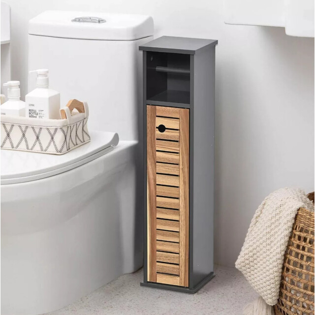 4goodz Toiletrolhouder met toiletroldispenser acaciahout- 18x18x75 cm 3202647 large