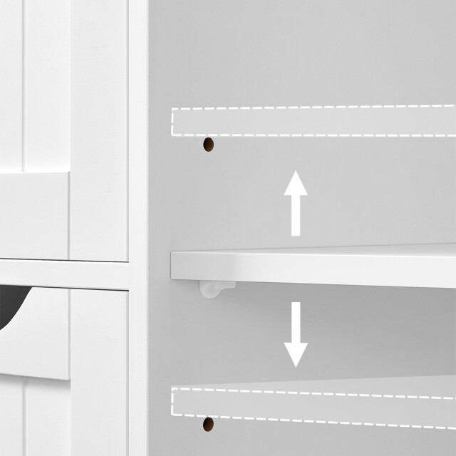 CaliCosy Petit meuble de rangement 1 porte et 3 tiroirs blanc l60 cm 3332691 large