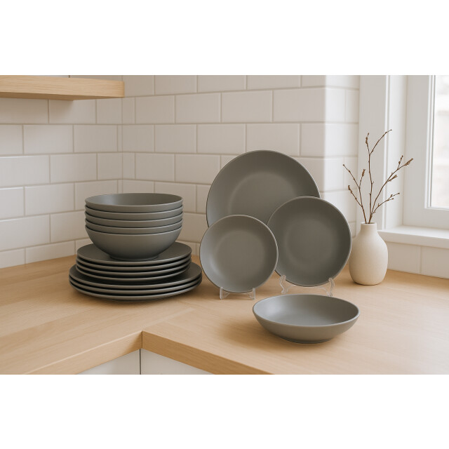 Luzzo ® serviesset aland 6 persoons aardewerk 18-delig met pastaborden mat 3047598 large