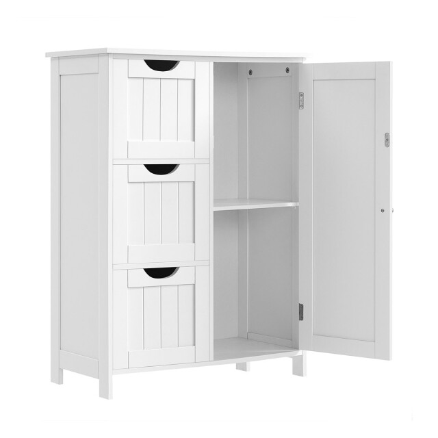 CaliCosy Petit meuble de rangement 1 porte et 3 tiroirs blanc l60 cm 3332691 large