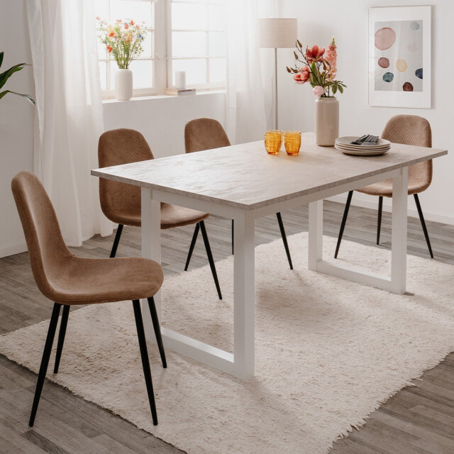 CaliCosy Uitschuifbare eettafel travertin en wit l160/200 cm houston 3332672 large