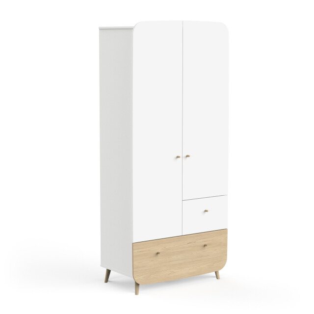 CaliCosy Armoire 2 portes et 2 tiroirs bleu orage et décor bois naturel firmiana 3332686 large