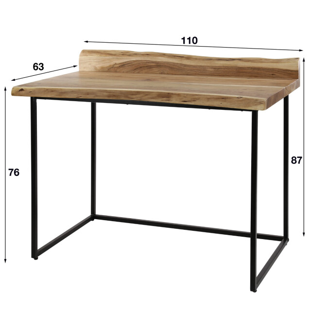Hoyz Hoyz bureau live edge 110x60x76 hout metaal onderstel - 2061049 large
