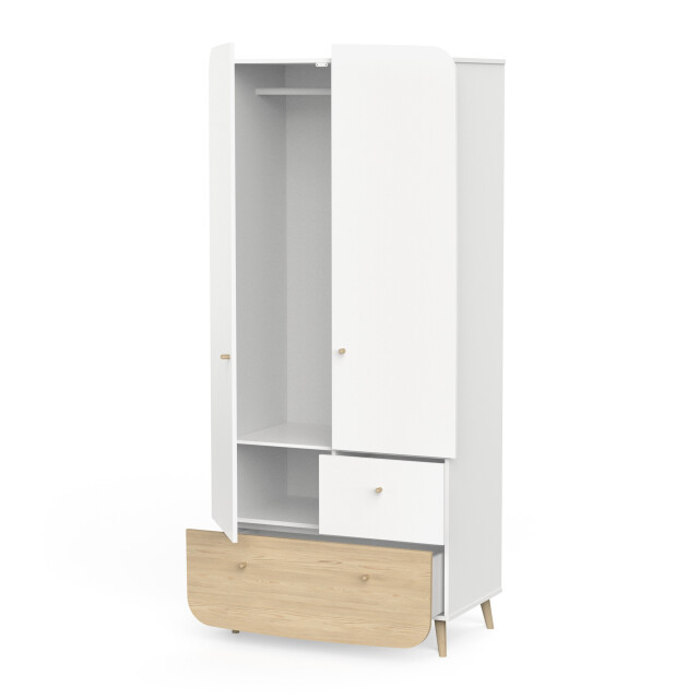 CaliCosy Armoire 2 portes et 2 tiroirs bleu orage et décor bois naturel firmiana 3332686 large