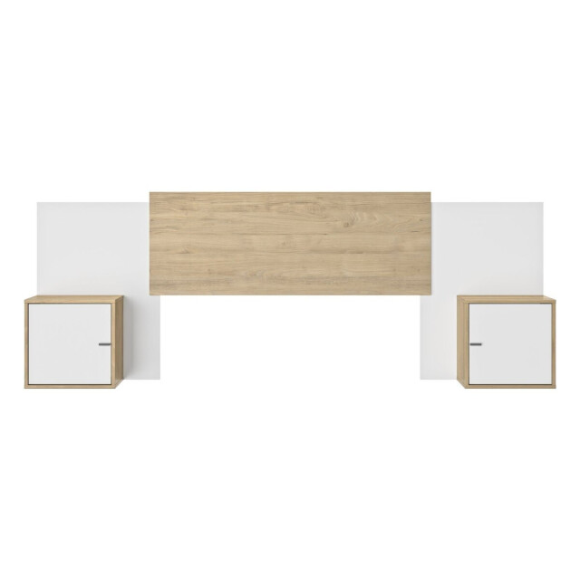 CaliCosy Hoofdbord met 2 gesloten nachtkastjes wit- en eikendecor alix 3320843 large
