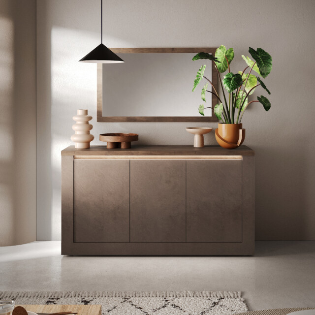 CaliCosy 3-deurs dressoir met 2 planken, brons en kwik effect, l160 cm ischia 3321725 large