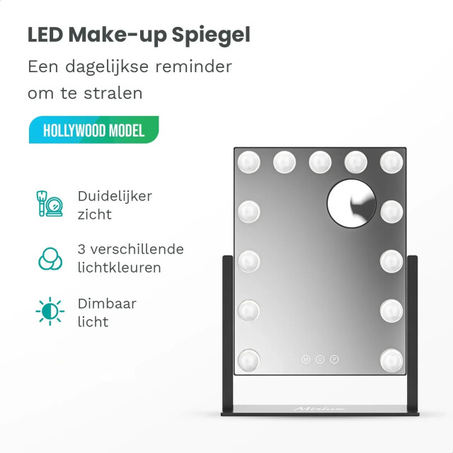 Mirlux Hollywood spiegel 44x30cm zwart 3083723 large