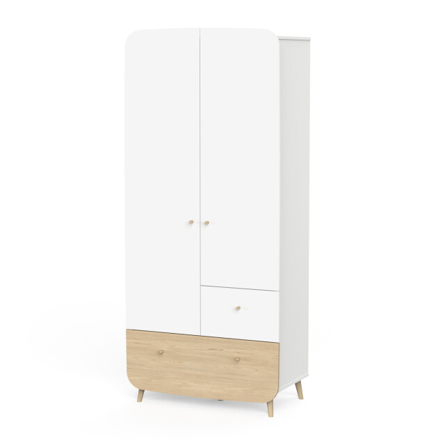 CaliCosy Armoire 2 portes et 2 tiroirs bleu orage et décor bois naturel firmiana 3332686 large