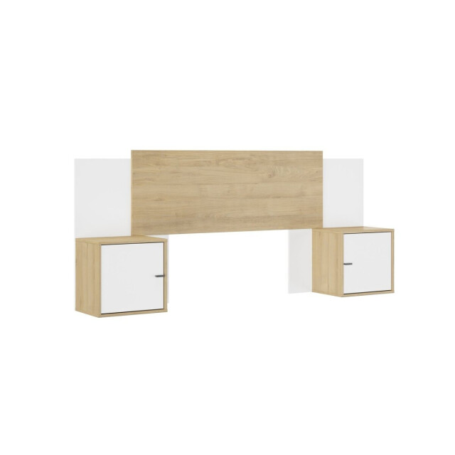 CaliCosy Hoofdbord met 2 gesloten nachtkastjes wit- en eikendecor alix 3320843 large