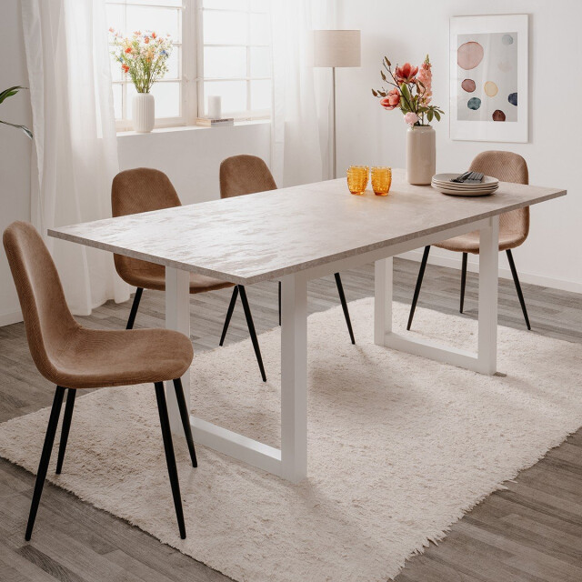 CaliCosy Uitschuifbare eettafel travertin en wit l160/200 cm houston 3332672 large