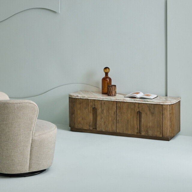 Signature Tv-meubel van massief hout en marmer buren 3330631 large