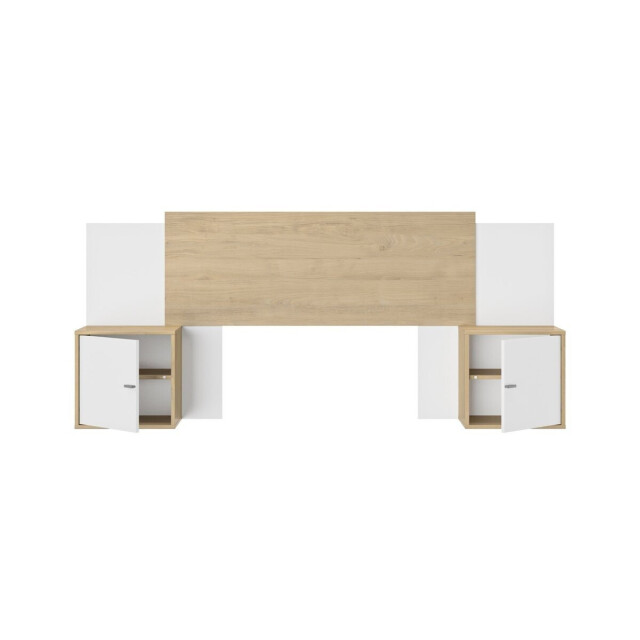 CaliCosy Hoofdbord met 2 gesloten nachtkastjes wit- en eikendecor alix 3320843 large