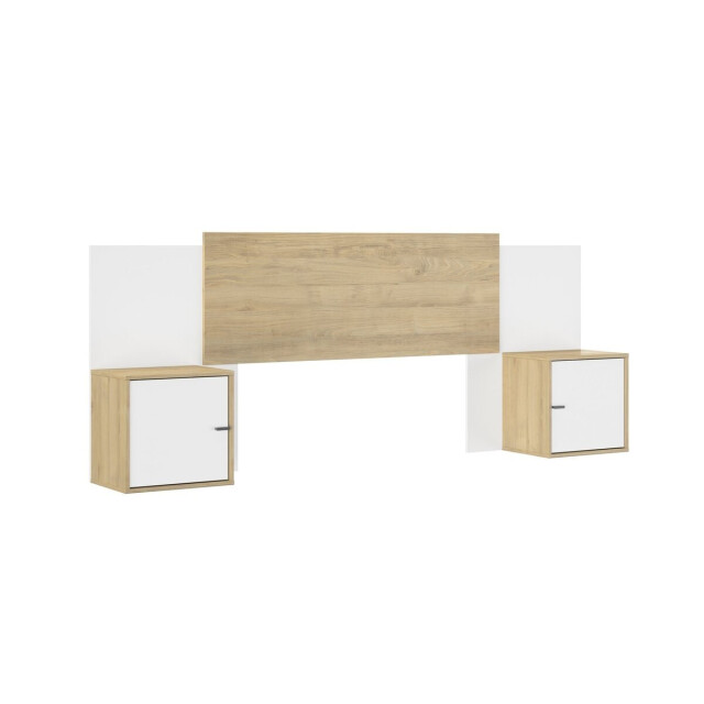 CaliCosy Hoofdbord met 2 gesloten nachtkastjes wit- en eikendecor alix 3320843 large