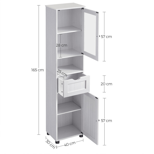 CaliCosy Petite colonne de rangement 2 portes, 1 tiroir et 1 niche h165 cm 3332692 large