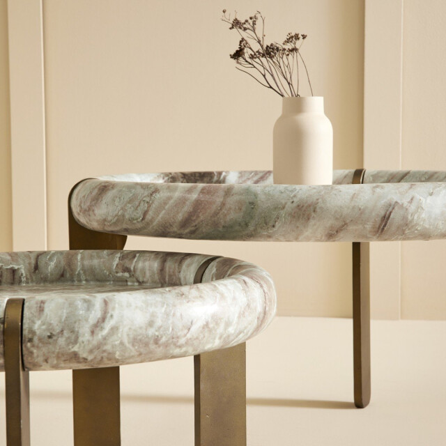 Signature Kleine salontafel van marmer en metaal prosper 3330624 large