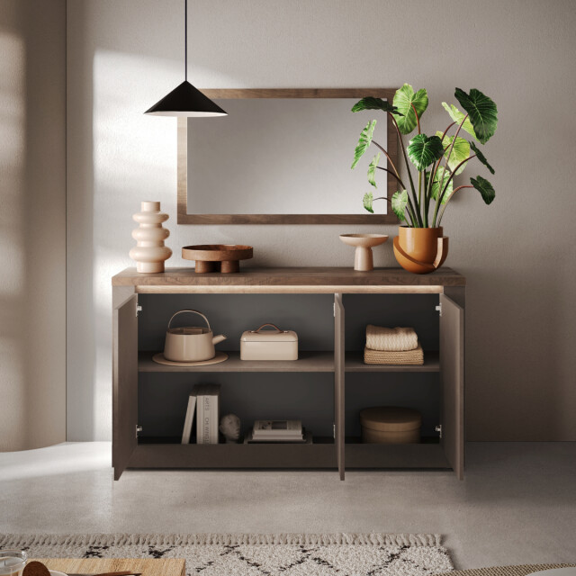 CaliCosy 3-deurs dressoir met 2 planken, brons en kwik effect, l160 cm ischia 3321725 large