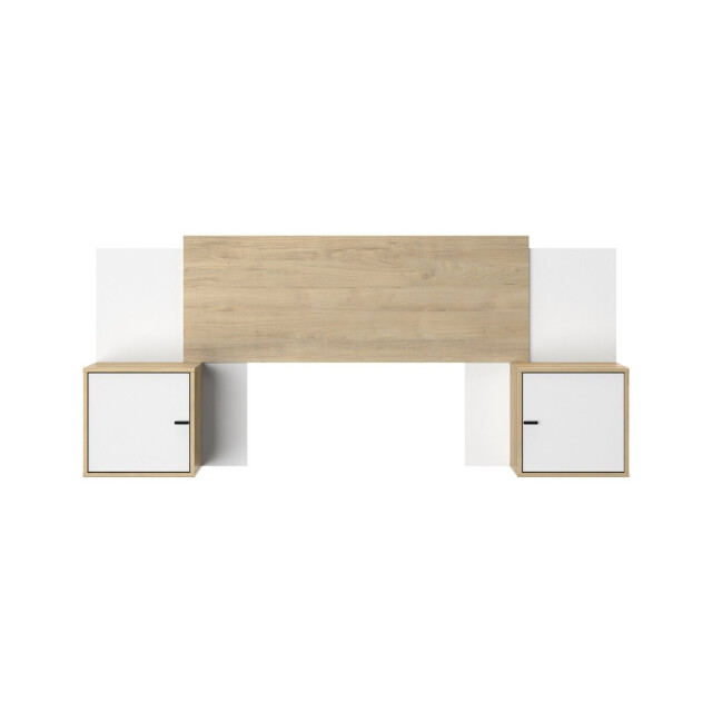 CaliCosy Hoofdbord met 2 gesloten nachtkastjes wit- en eikendecor alix 3320843 large