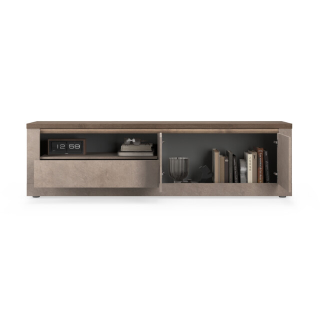 CaliCosy Tv-meubel met 2 deuren, 1 lade en 1 nis, brons en kwik effect, l207 cm ischia 3321749 large