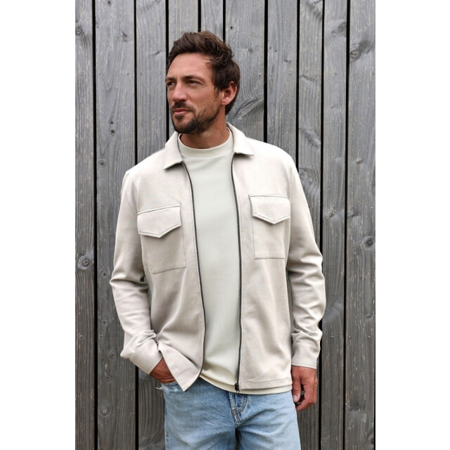 Kultivate 2501030211 luxury zip 297 bone white overshirt van tricot - kultiv 297 Bone White/2501030211 Luxury Zip large