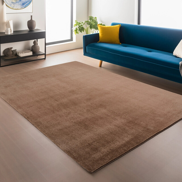 Muratap Joy effen soft vloerkleed – 100% polyester – anti-slip bruin- 60x100 cm 3333940 large