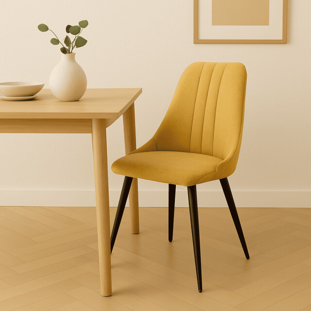 CaliCosy Set van 4 stoelen in stof met zwarte metalen poten l50 cm mani 3078764 large