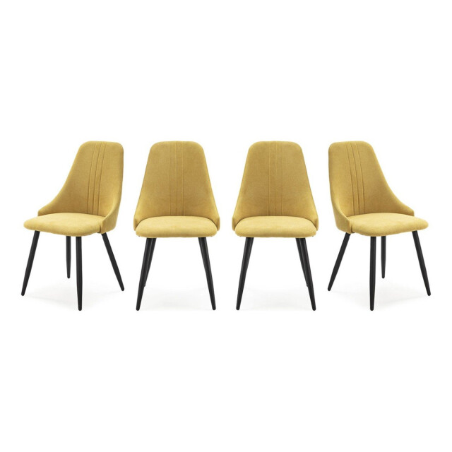 CaliCosy Set van 4 stoelen in stof met zwarte metalen poten l50 cm mani 3078764 large